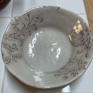 Elegant Cream and Brown Patterned Bowl